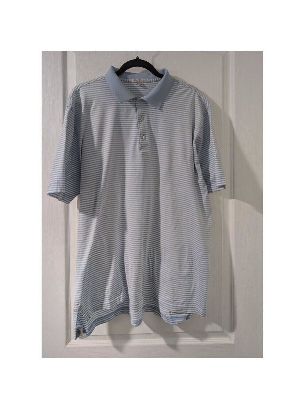 Peter Millar | Blue Striped Matte Cotton Lisle Polo
